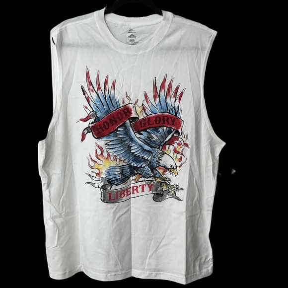 Honor, Glory, & Liberty Patriotic Sleeveless Muscle Tanks,Graphic Tees, July 4th - Picture 2 of 4